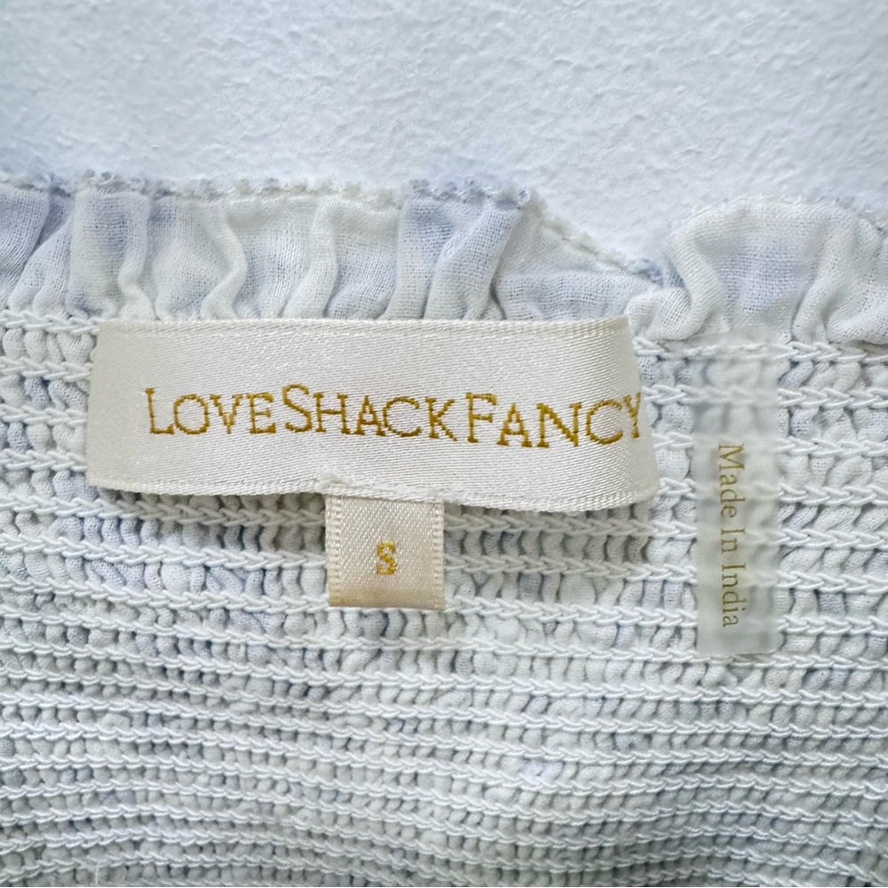 LoveShackFancy Belle Smocked Fitted Floral Mini Dress with Adjustable Straps Sm - Picture 6 of 11
